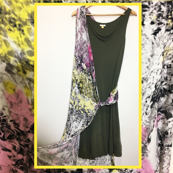 Leifsdottir Anthropologie Summer Dress Layered Floral Sarong Knot Asymmetric S - Picture 4 of 7